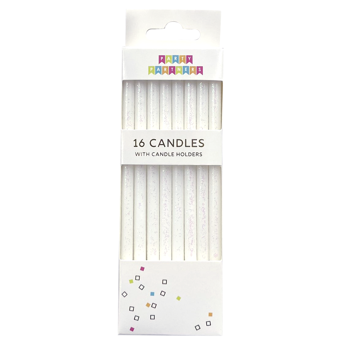 Candle Set - Tall White Glitter